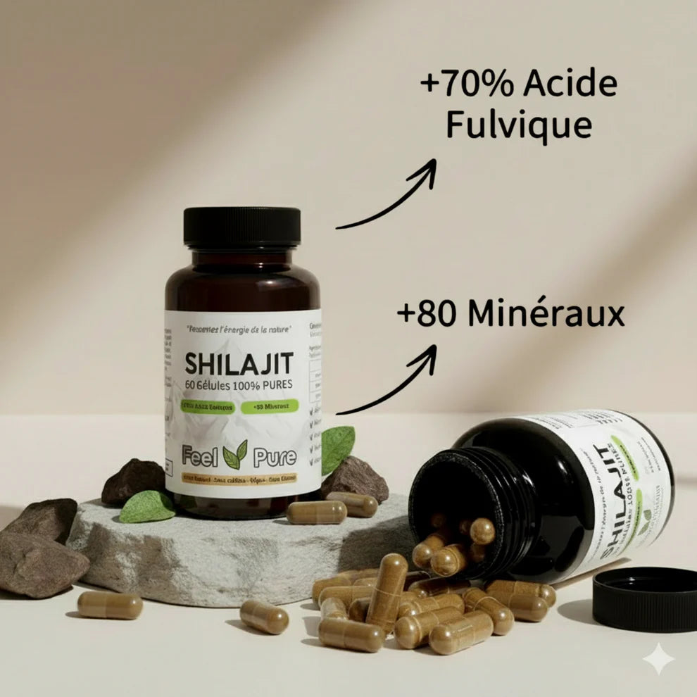 Gélules de Shilajit Feel Pure 100% pur 70% d'acide fulvique
